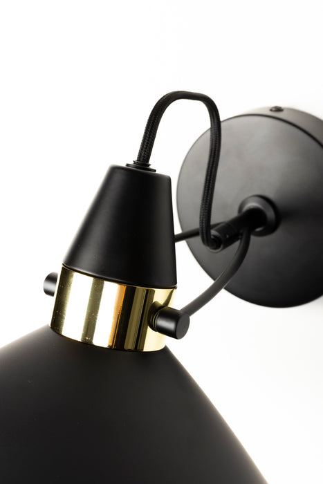 Wandlamp Jona Metaal Zwart Ø19.5x15 cm E27-Tafellampen-Creating Home