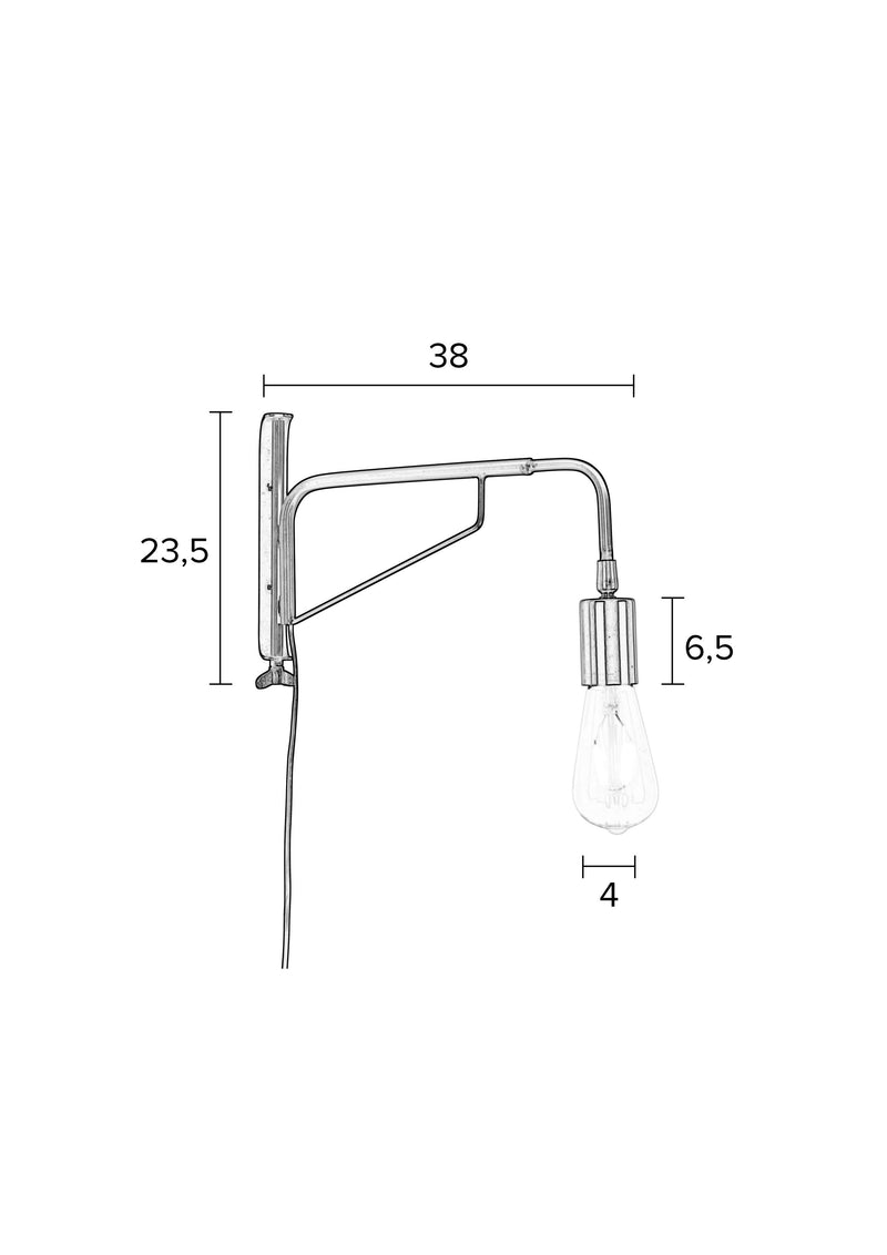 Wandlamp Lasse Draaiarm Iron Zwart 38x4x23.5 cm-Wandlampen-Creating Home