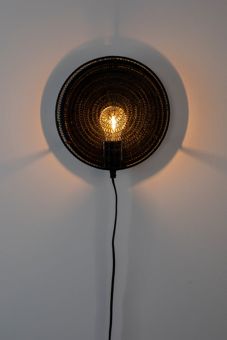 Wandlamp Lea Metaal Zwart Ø25.5x11 cm E27-Tafellampen-Creating Home