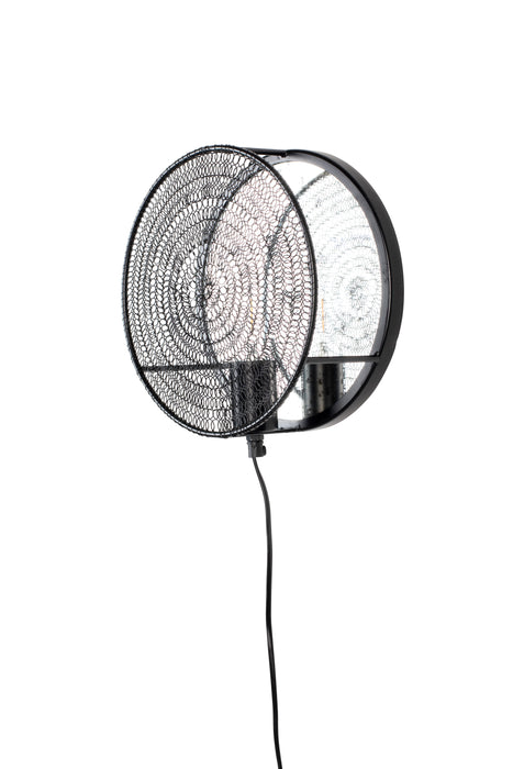 Wandlamp Lea Metaal Zwart Ø25.5x11 cm E27-Tafellampen-Creating Home