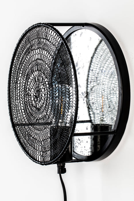 Wandlamp Lea Metaal Zwart Ø25.5x11 cm E27-Tafellampen-Creating Home