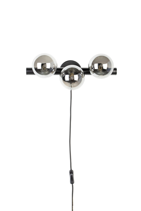 Wandlamp Monica Aanwinst Glass Zwart 18.5x38x15 cm-Wandlampen-Creating Home
