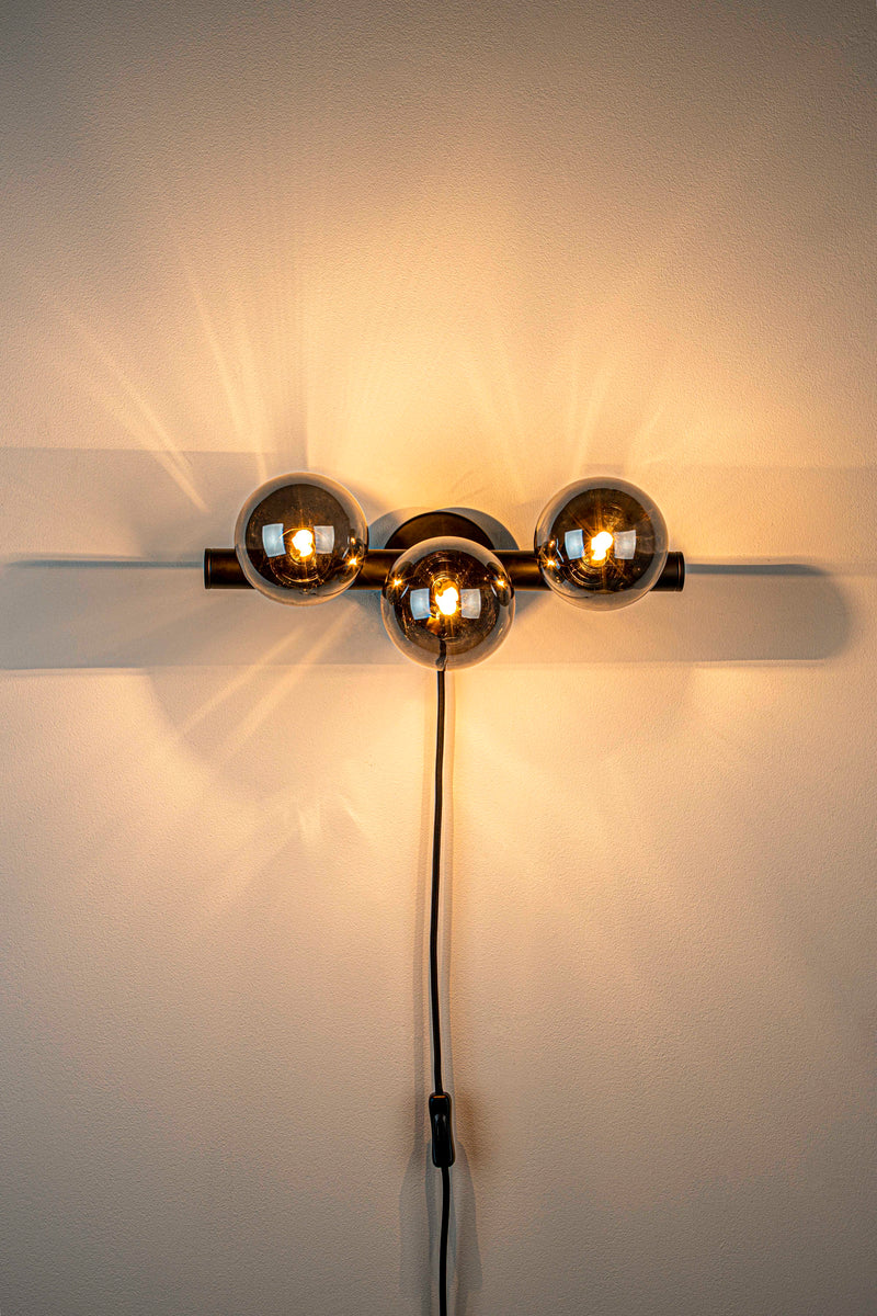 Wandlamp Monica Aanwinst Glass Zwart 18.5x38x15 cm-Wandlampen-Creating Home