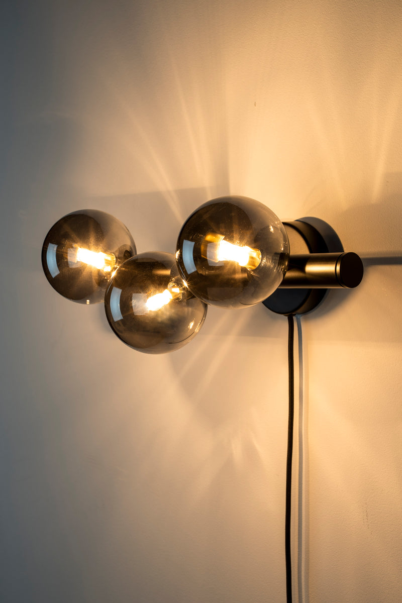 Wandlamp Monica Aanwinst Glass Zwart 18.5x38x15 cm-Wandlampen-Creating Home