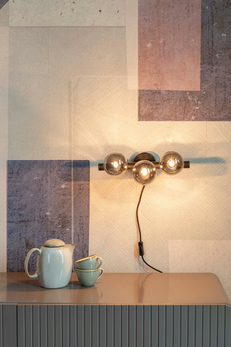 Wandlamp Monica Smoke Glas Zwart 18.5x38 cm G9-Tafellampen-Creating Home