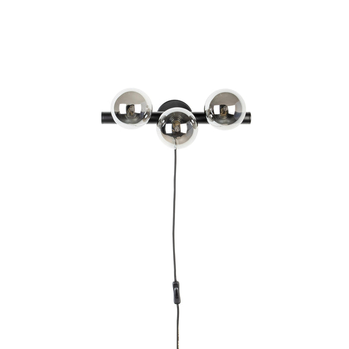 Wandlamp Monica Aanwinst Glass Zwart 18.5x38x15 cm-Wandlampen-Creating Home