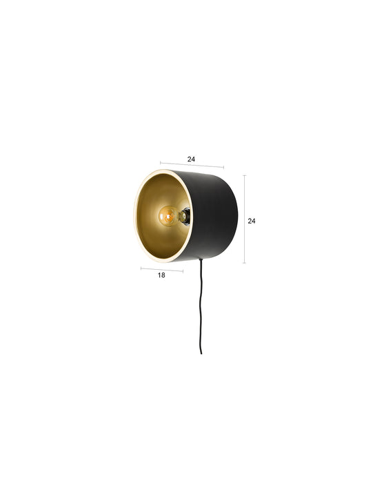 Wandlamp Sunny Rond S Metaal Zwart 17x15 cm E27-Tafellampen-Creating Home