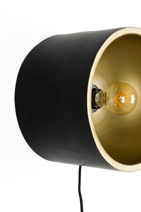 Wandlamp Sunny Rond M Metaal Zwart 18x24 cm E27-Tafellampen-Creating Home