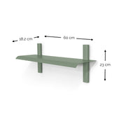 Wandplank HOLA 2 Staal Dusty Green 60x18.2x23cm Spinder Design-Wandplanken-Spinder