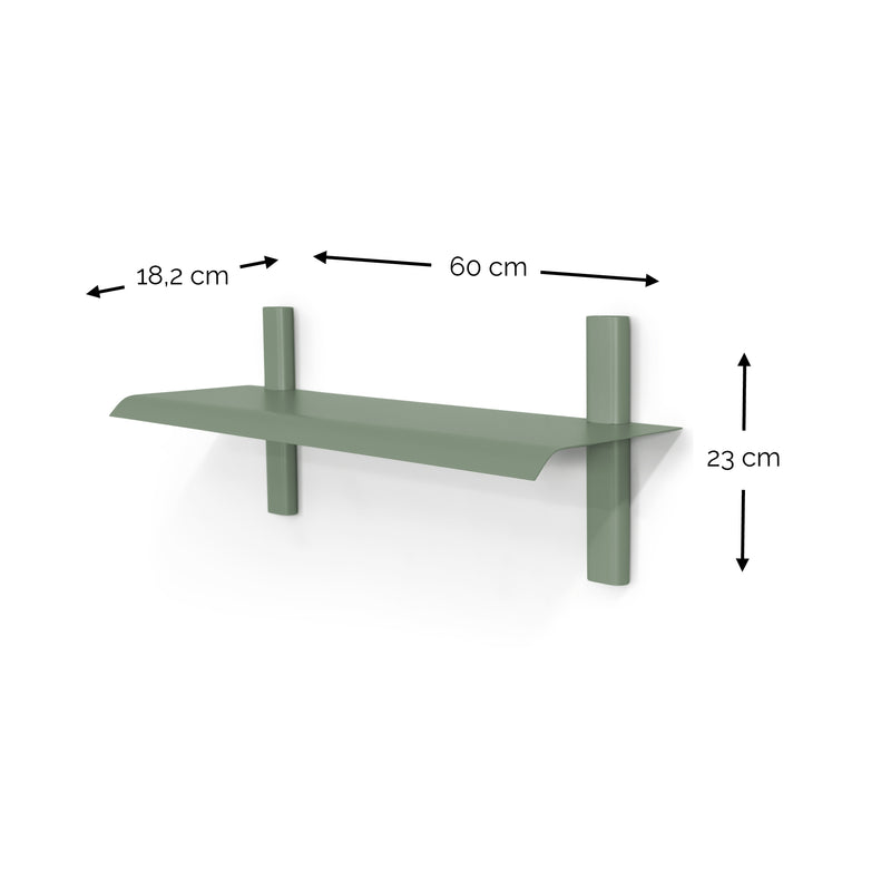 Wandplank HOLA 2 Staal Dusty Green 60x18.2x23cm Spinder Design-Wandplanken-Spinder