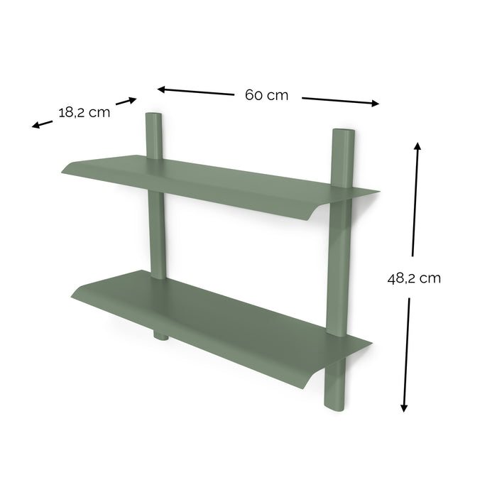 Wandplank HOLA 3 Staal Dusty Green 60x18.2x48.2cm Spinder Design-Wandplanken-Spinder