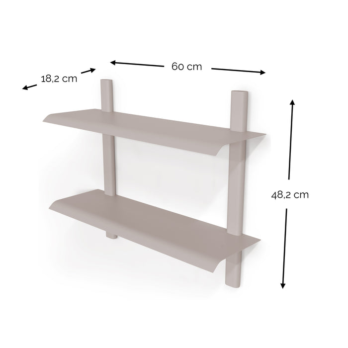 Wandplank HOLA 3 Staal Silky Taupe 60x18.2x48.2cm Spinder Design-Wandplanken-Spinder