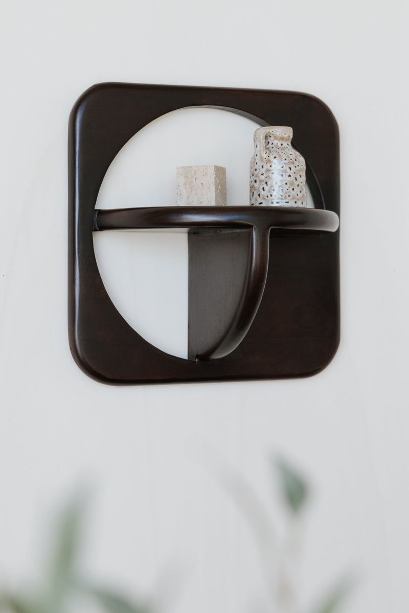 Wandplank Ollie (set Of 2) Acacia hout Bruin 17x35 cm-Wandplanken-Creating Home