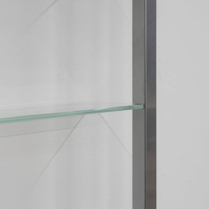 Wandplank Wandrek CUBIC 11 Staal Nikkel Helder Glas 46x13x167cm-Wandplanken-Spinder
