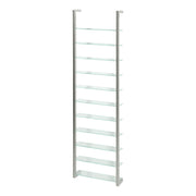 Wandplank Wandrek CUBIC 11 Staal Nikkel Helder Glas 46x13x167cm-Wandplanken-Spinder