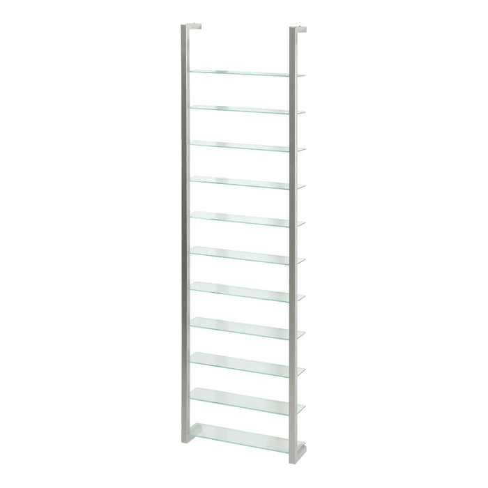 Wandplank Wandrek CUBIC 11 Staal Nikkel Helder Glas 46x13x167cm-Wandplanken-Spinder