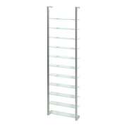 Wandplank Wandrek CUBIC 11 Staal Nikkel Helder Glas 46x13x167cm-Wandplanken-Spinder
