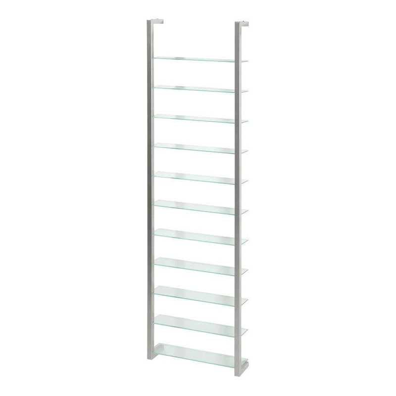 Wandplank Wandrek CUBIC 11 Staal Nikkel Helder Glas 46x13x167cm-Wandplanken-Spinder