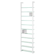 Wandplank Wandrek CUBIC 11 Staal Wit Helder Glas 46x13x167cm-Wandplanken-Spinder