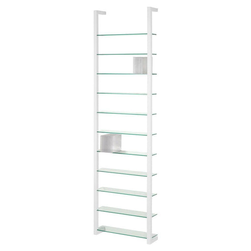 Wandplank Wandrek CUBIC 11 Staal Wit Helder Glas 46x13x167cm-Wandplanken-Spinder