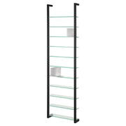 Wandplank Wandrek CUBIC 11 Staal Zwart Helder Glas 46x13x167cm-Wandplanken-Spinder