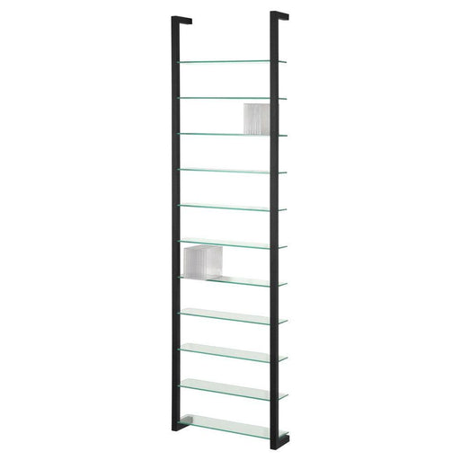 Wandplank Wandrek CUBIC 11 Staal Zwart Helder Glas 46x13x167cm-Wandplanken-Spinder