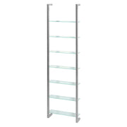 Wandplank Wandrek CUBIC 7 Staal Nikkel Helder Glas 46x13x167cm-Wandplanken-Spinder