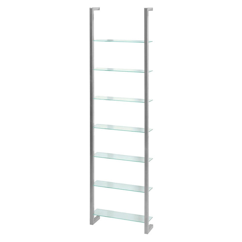 Wandplank Wandrek CUBIC 7 Staal Nikkel Helder Glas 46x13x167cm-Wandplanken-Spinder