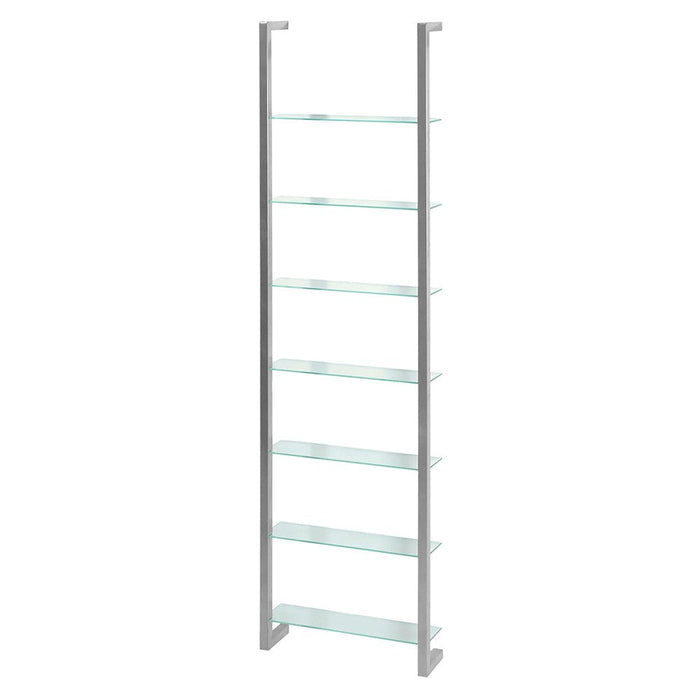 Wandplank Wandrek CUBIC 7 Staal Nikkel Helder Glas 46x13x167cm-Wandplanken-Spinder