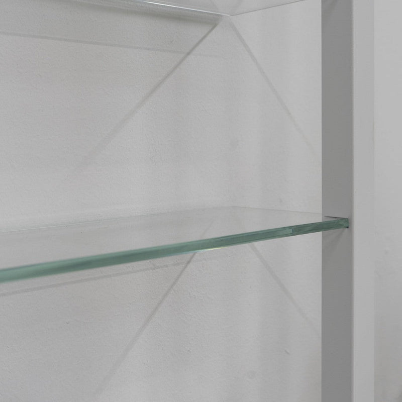 Wandplank Wandrek CUBIC 7 Staal Wit Helder Glas 46x13x167cm-Wandplanken-Spinder