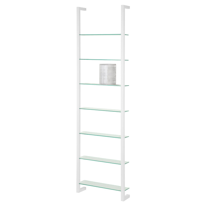 Wandplank Wandrek CUBIC 7 Staal Wit Helder Glas 46x13x167cm-Wandplanken-Spinder