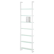 Wandplank Wandrek CUBIC 7 Staal Wit Helder Glas 46x13x167cm-Wandplanken-Spinder