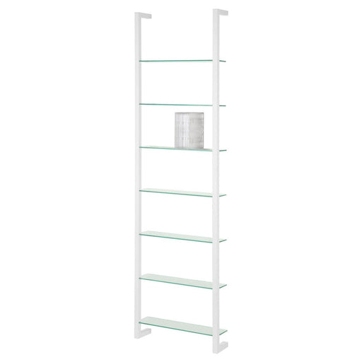 Wandplank Wandrek CUBIC 7 Staal Wit Helder Glas 46x13x167cm-Wandplanken-Spinder