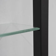 Wandplank Wandrek CUBIC 7 Staal Zwart Helder Glas 46x13x167cm-Wandplanken-Spinder