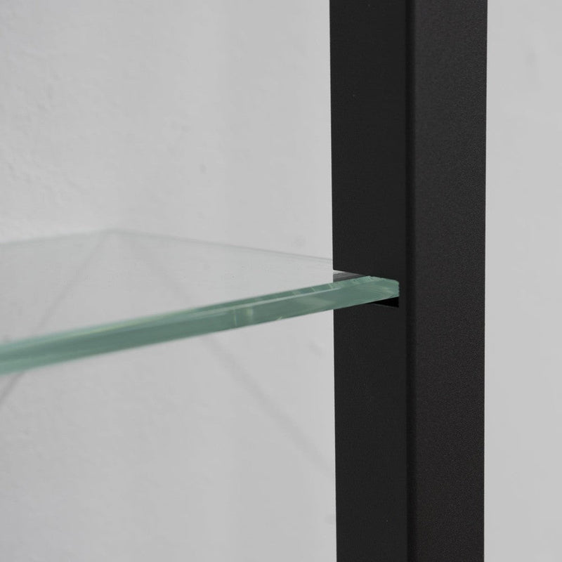 Wandplank Wandrek CUBIC 7 Staal Zwart Helder Glas 46x13x167cm-Wandplanken-Spinder