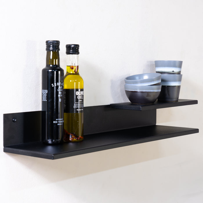 Wandplank Wandrek FOLIO 70 Staal Zwart 67.5x15x8.5cm Spinder-Wandplanken-Spinder