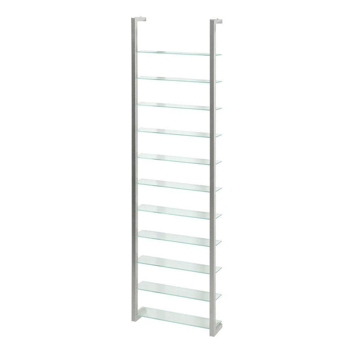 Wandrek CUBIC 11 Staal Nikkel Helder Glas 46x13x167cm Spinder Design-Wandplanken-Spinder