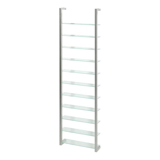 Wandrek CUBIC 11 Staal Nikkel Helder Glas 46x13x167cm-Wandplanken-Spinder