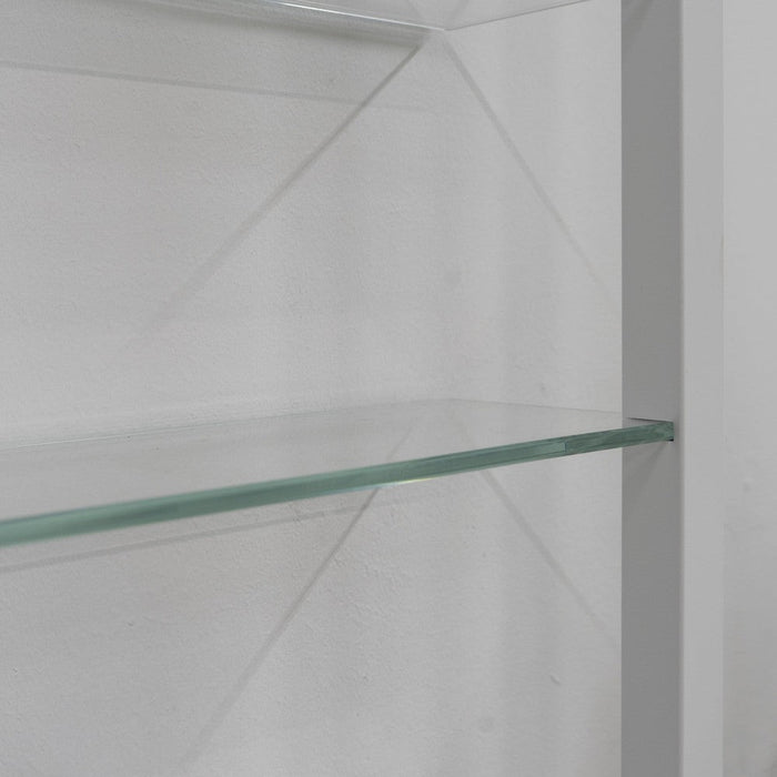 Wandrek CUBIC 11 Staal Wit Helder Glas 46x13x167cm Spinder Design-Wandplanken-Spinder