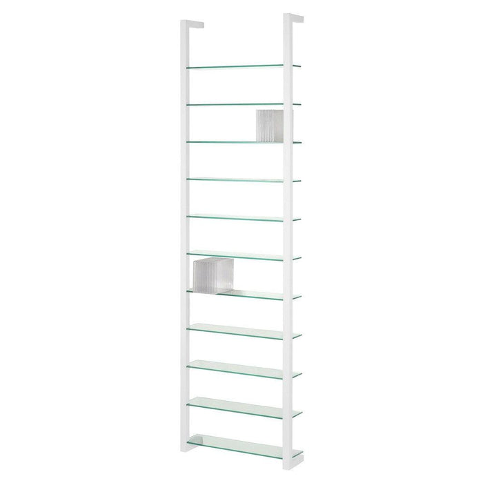 Wandrek CUBIC 11 Staal Wit Helder Glas 46x13x167cm Spinder Design-Wandplanken-Spinder