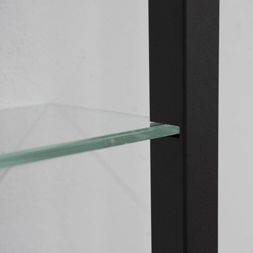 Wandrek CUBIC 11 Staal Zwart Helder Glas 46x13x167cm-Wandplanken-Spinder