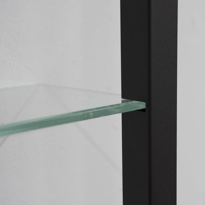 Wandrek CUBIC 11 Staal Zwart Helder Glas 46x13x167cm-Wandplanken-Spinder