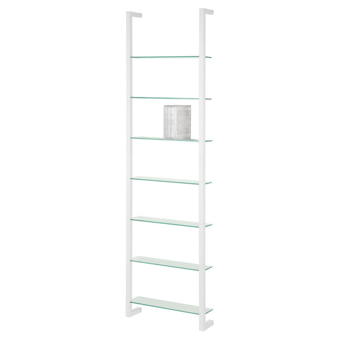 Wandrek CUBIC 7 Staal Wit Helder Glas 46x13x167cm Spinder Design-Wandplanken-Spinder