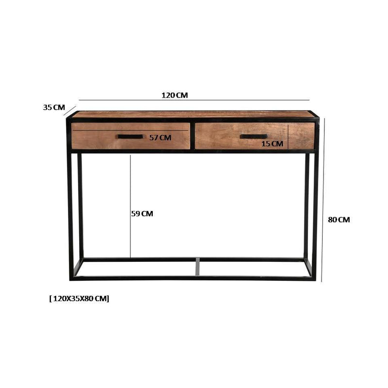 Wandtafel Sturdy Mangohout Naturel hout 120x35 cm-Consoletafels-Livingfurn