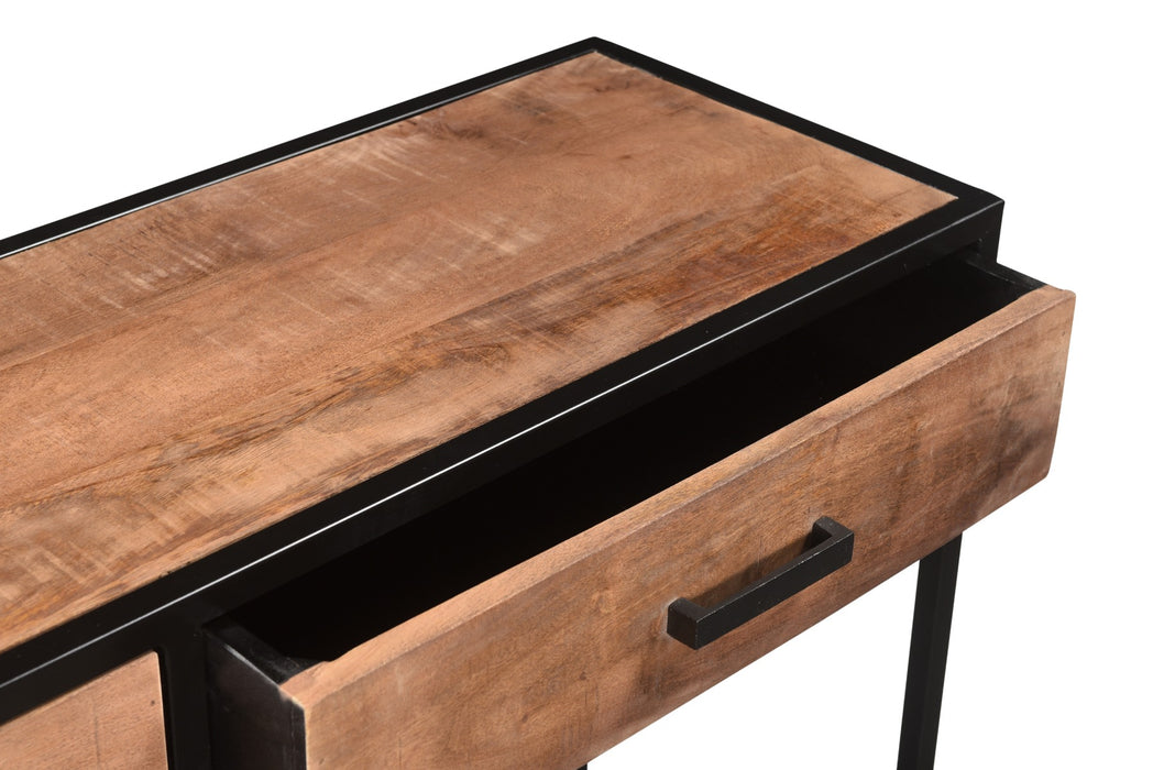 Wandtafel Sturdy Mangohout Naturel hout 120x35 cm-Wandtafels-Livingfurn