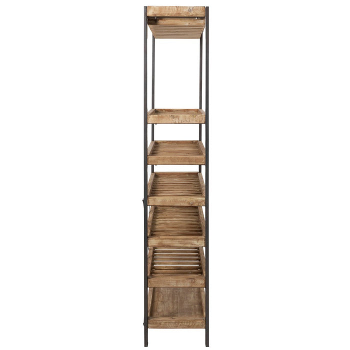 Wijnrek Hout Metaal Zwart 38x114 cm-Wijnrekken-J-Line