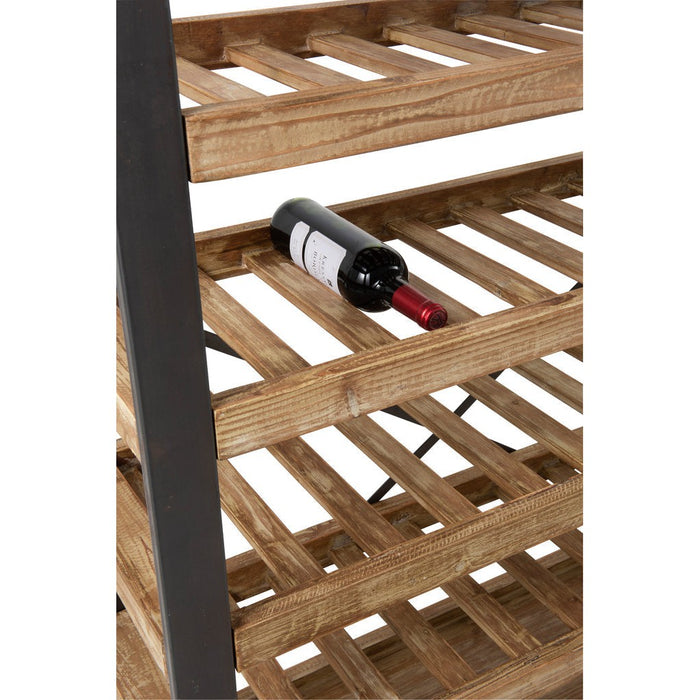 Wijnrek Hout Metaal Zwart 38x114 cm-Wijnrekken-J-Line