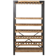 Wijnrek Hout Metaal Zwart 38x114 cm-Wijnrekken-J-Line