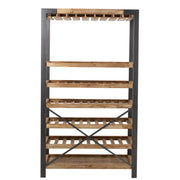 Wijnrek Hout Metaal Zwart 38x114 cm-Wijnrekken-J-Line