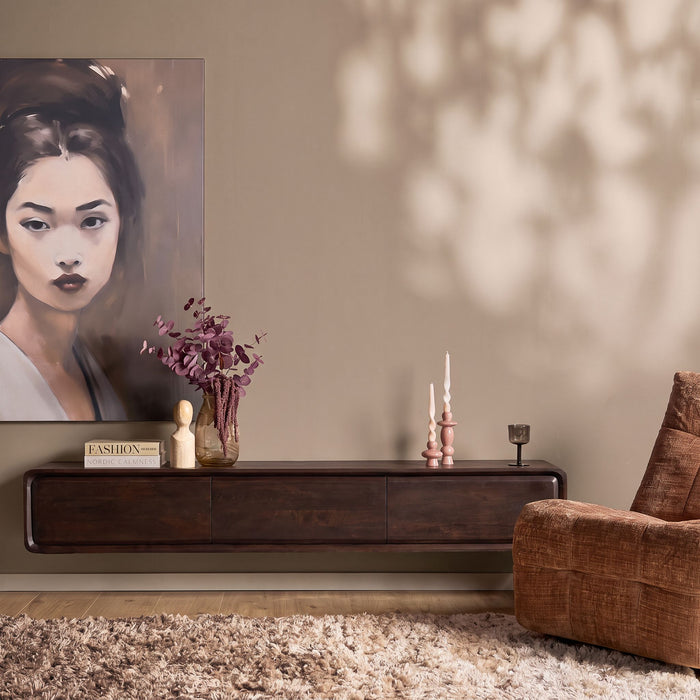 Zwevend tv meubel Allure Bruin Mangohout 160 cm